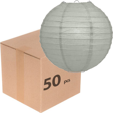 50 x Lampion 25cm - Duifgrijs rijstpapier 